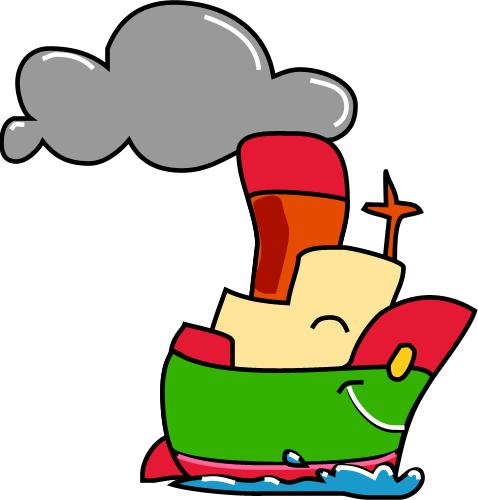 Cartoon steamer; Cartoon steamer, Cartoon, Boat