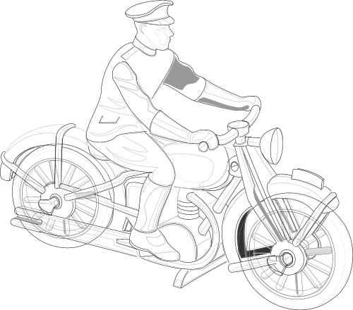 Outline drawing of a motorbike; Transport