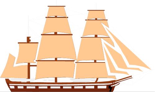 Clipper in full sail; Sail, History, Boat, Silhouette, Symbol, Ship