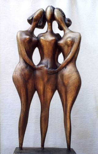 Three friends; 1999 year; bronze; 56x28x16 sm