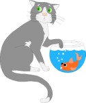 Cat with fishbowl, Animals