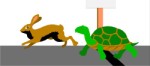 Hare & Tortoise at start of race, Animals