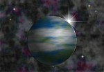 Earth-like planet with rising sun, Corel Xara