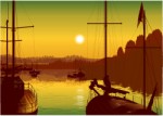 Fishing schooners on dawn, Corel Xara