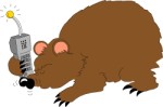 Bear holding portable phone, Cartoons