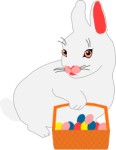 Easter rabbit with basket of eggs, Holidays