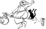 Ведьма с кошкой на  метле, Праздники, просмотров: 4758