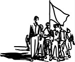 Группа людей с флагом, Известные люди