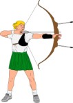 Woman firing an arrow from a bow, Sport