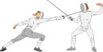 Two duelling fencers, Sport