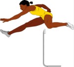 Woman jumping over a hurdle, Sport